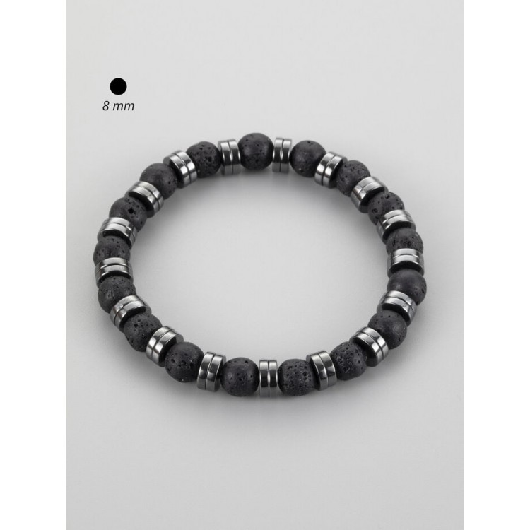 Prosperk Náramek z minerálů - Lávový kámen a hematit S5381