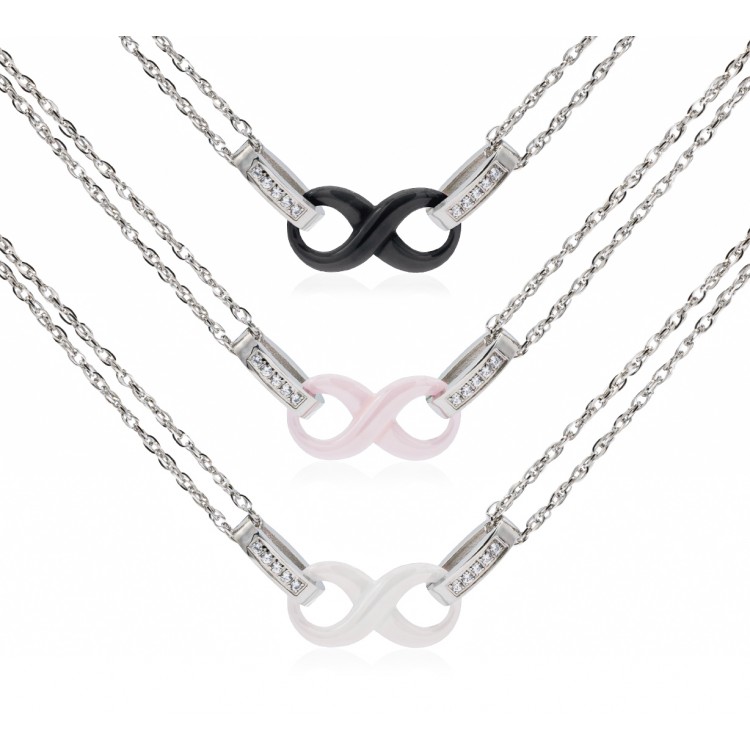 Prosperk Náramek keramické nekonečno růžová S6046