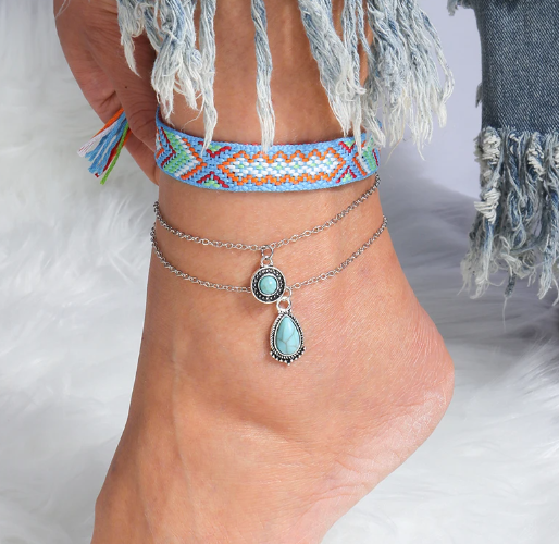 Prosperk Náramek na nohu tyrkys Boho 28437