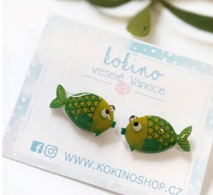 Náušnice pecky Kapr - kokino 29177