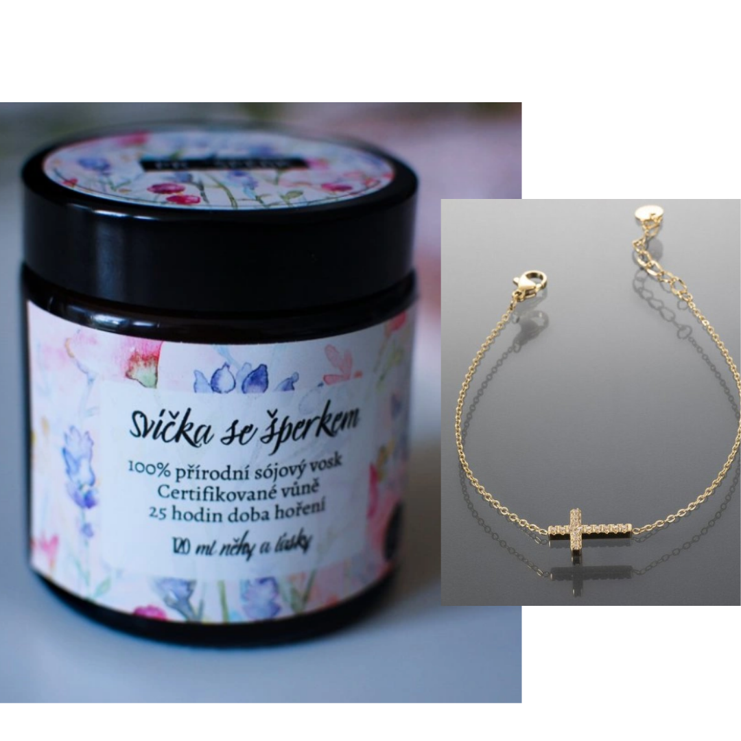 Prosperk Svíčka se šperkem zlatý náramek s křížkem 29521