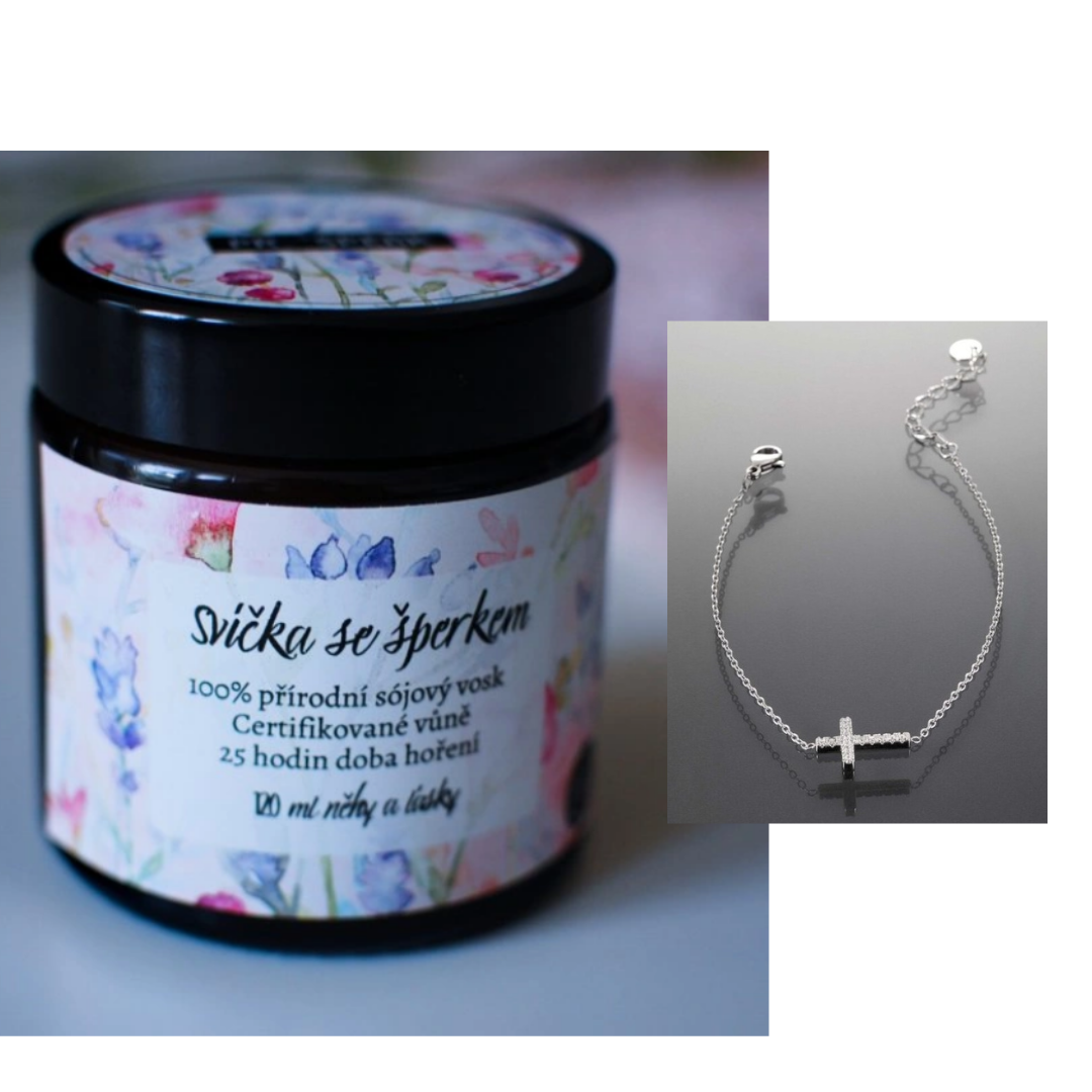 Prosperk Svíčka se šperkem stříbrný náramek s křížkem 29523