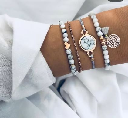 Prosperk Náramek Howlit bílozlatý