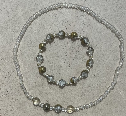 Designlink Set náhrdelník a náramek z korálků průhledné