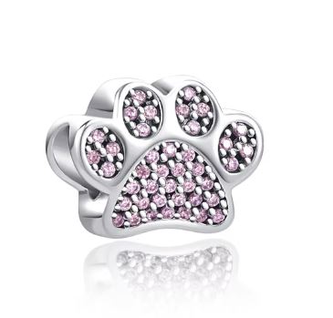 Prosperk Korálek na náramek tlapka s růžovými zirkonky