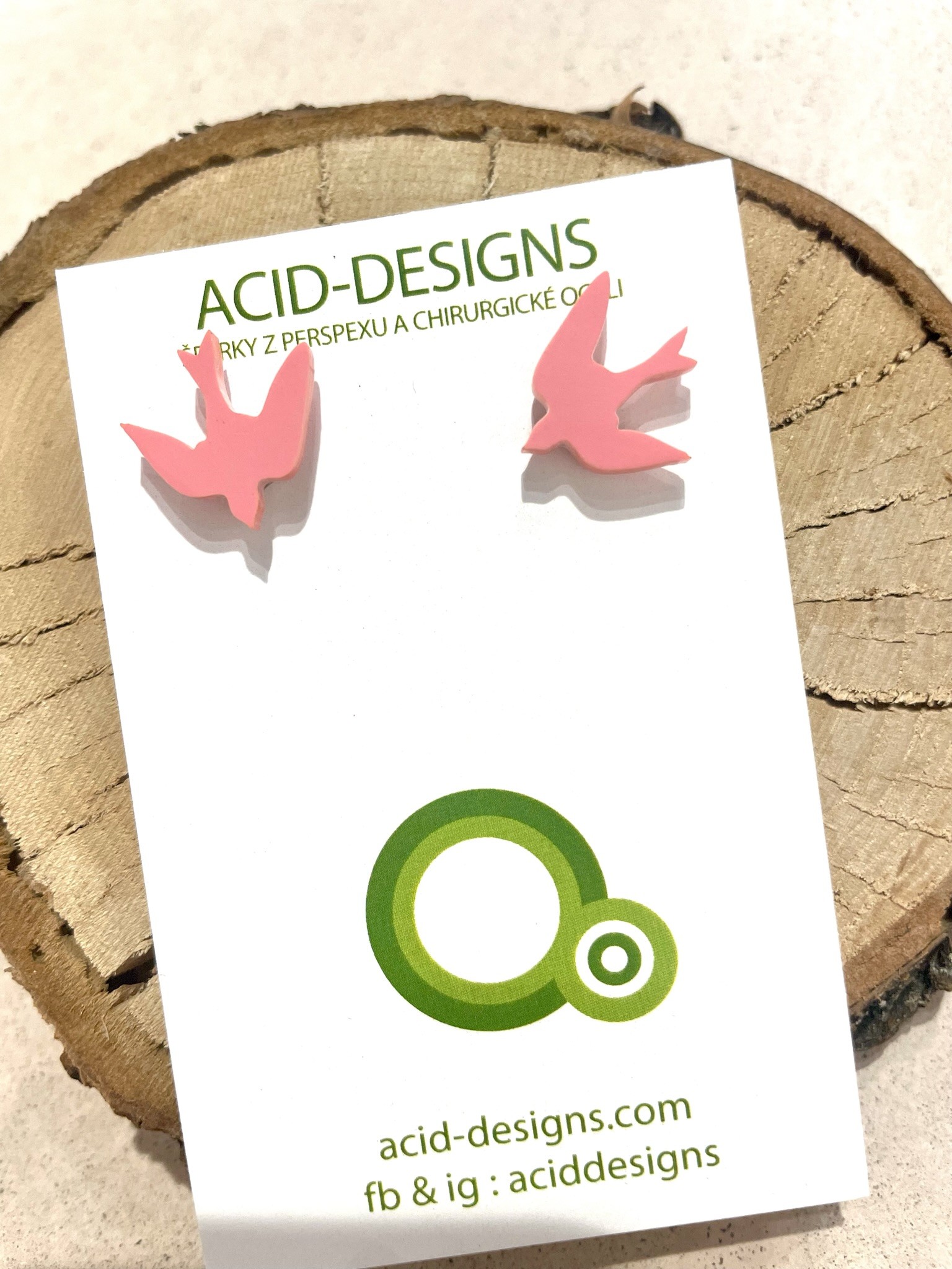 Acid designs Náušnice ptáčci lososová