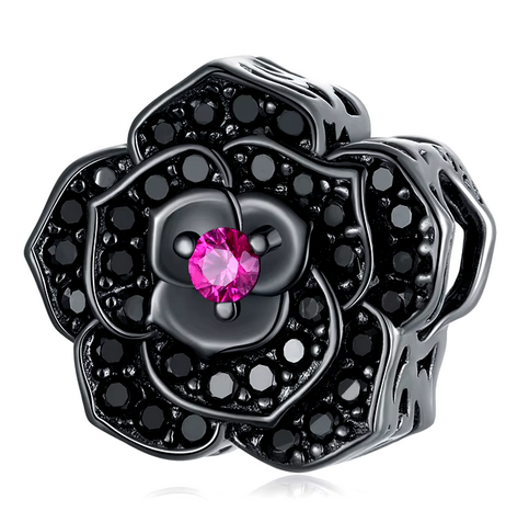 Prosperk Luxusní korálek černá květina