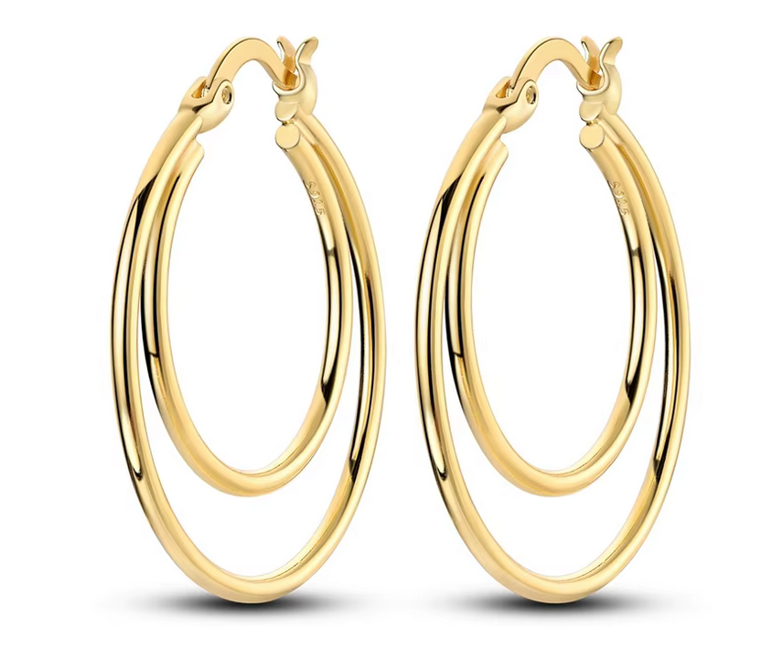 Prosperk Náušnice kruhy duo zlaté