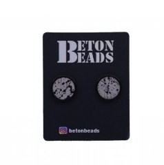 Náušnice černošedé s postřikem - Betonbeads