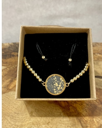 Náramek ocelové kuličky zlaté beton tmavý - Betonbeads