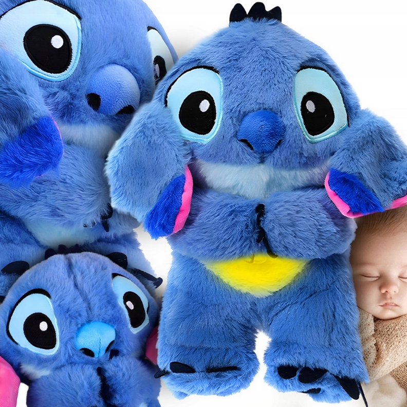 Prosperk Plyšový Stitch dýchající a hrající melodii Barva: Modrá