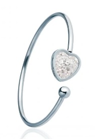 BetonBeads Ocelový náramek se stříbrným sklem srdce