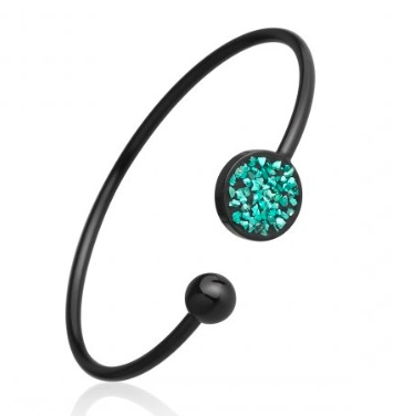 BetonBeads Ocelový náramek se zeleným sklem