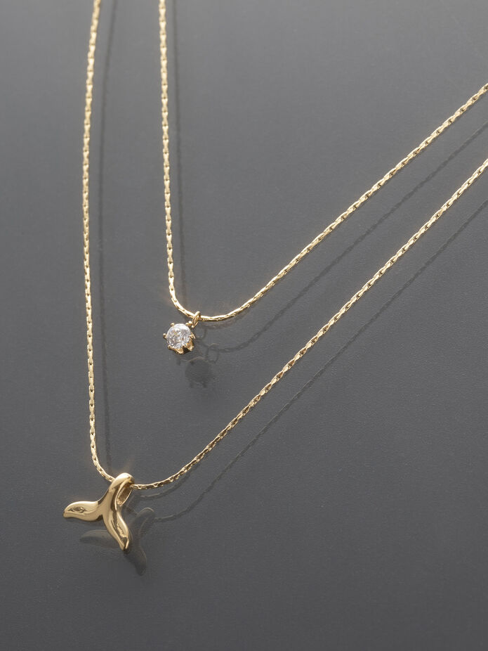 Prosperk Dvojitý řetízek zirkon a ploutev