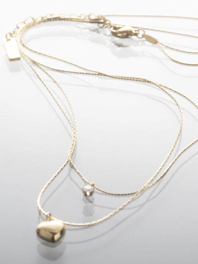 Prosperk Dvojitý zlatý řetízek srdíčko a zirkon