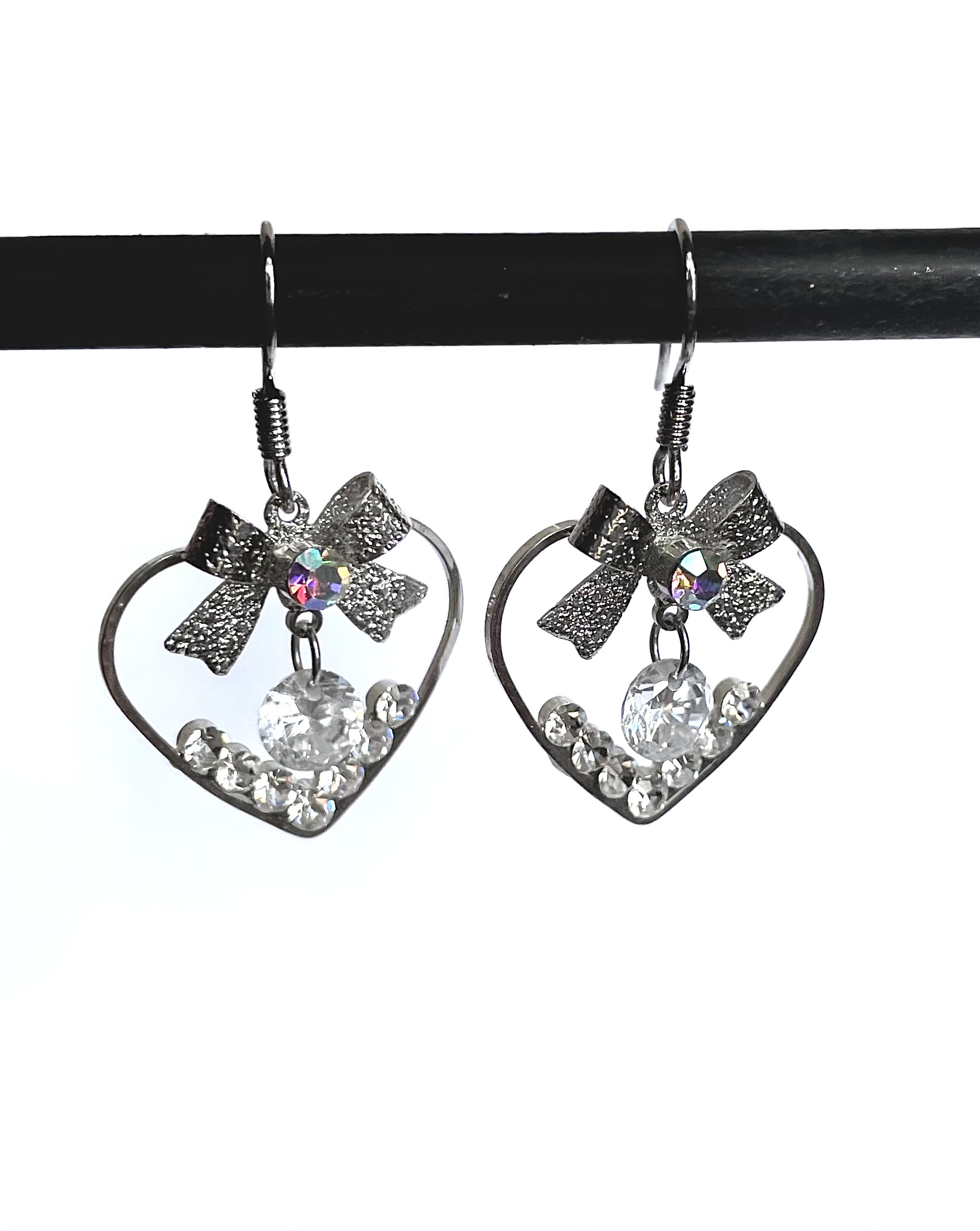 Prosperk Náušnice srdíčka s mašličkou