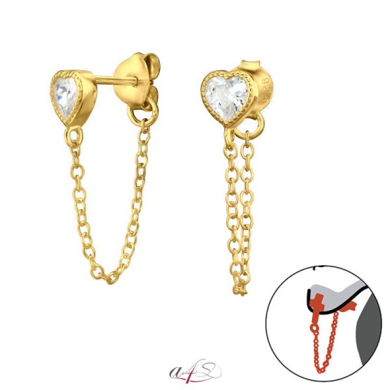 Prosperk Náušnice oboustranné zlaté se zirkony