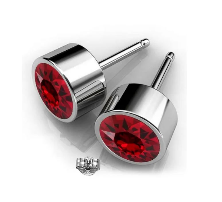 Prosperk Náušnice ocelové červený zirkon
