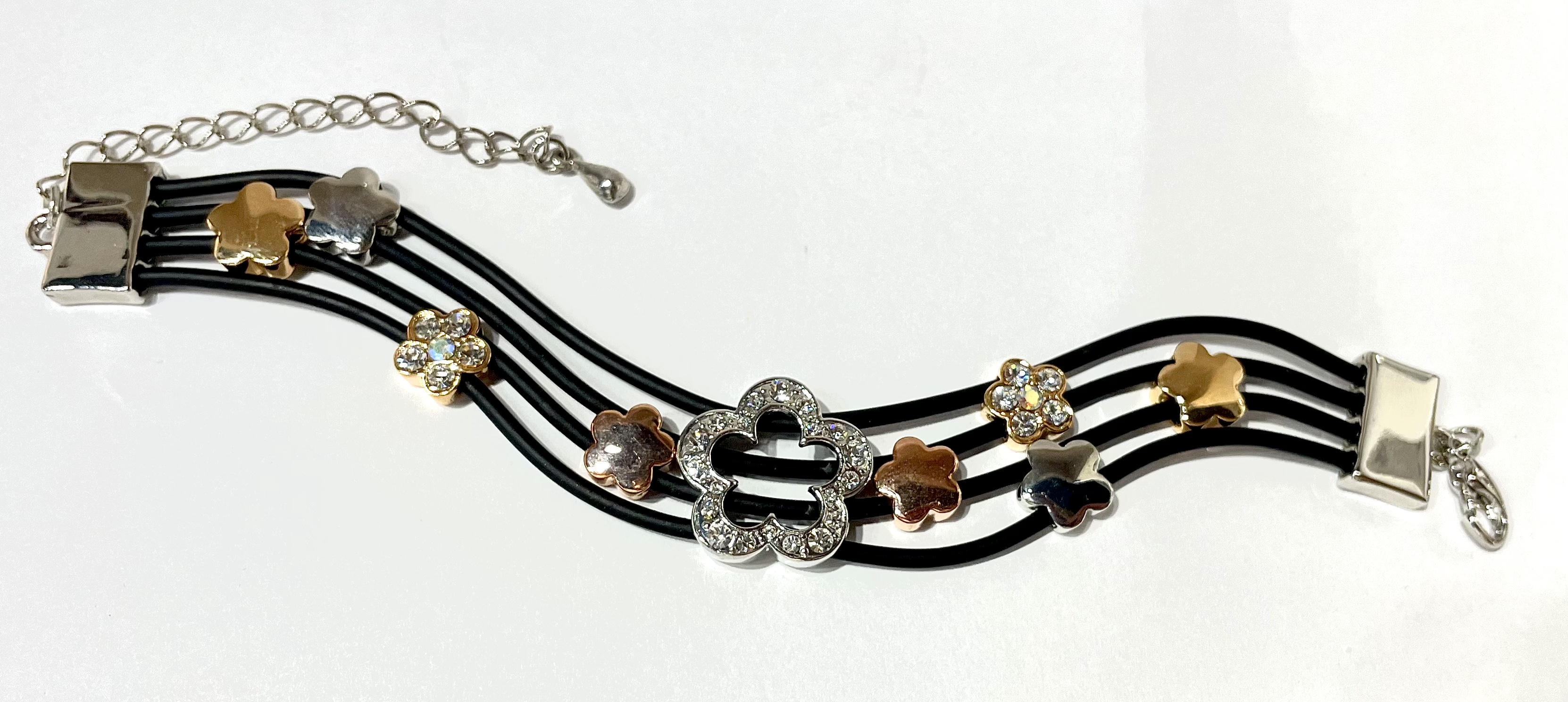 Prosperk Náramek kožený s květinami