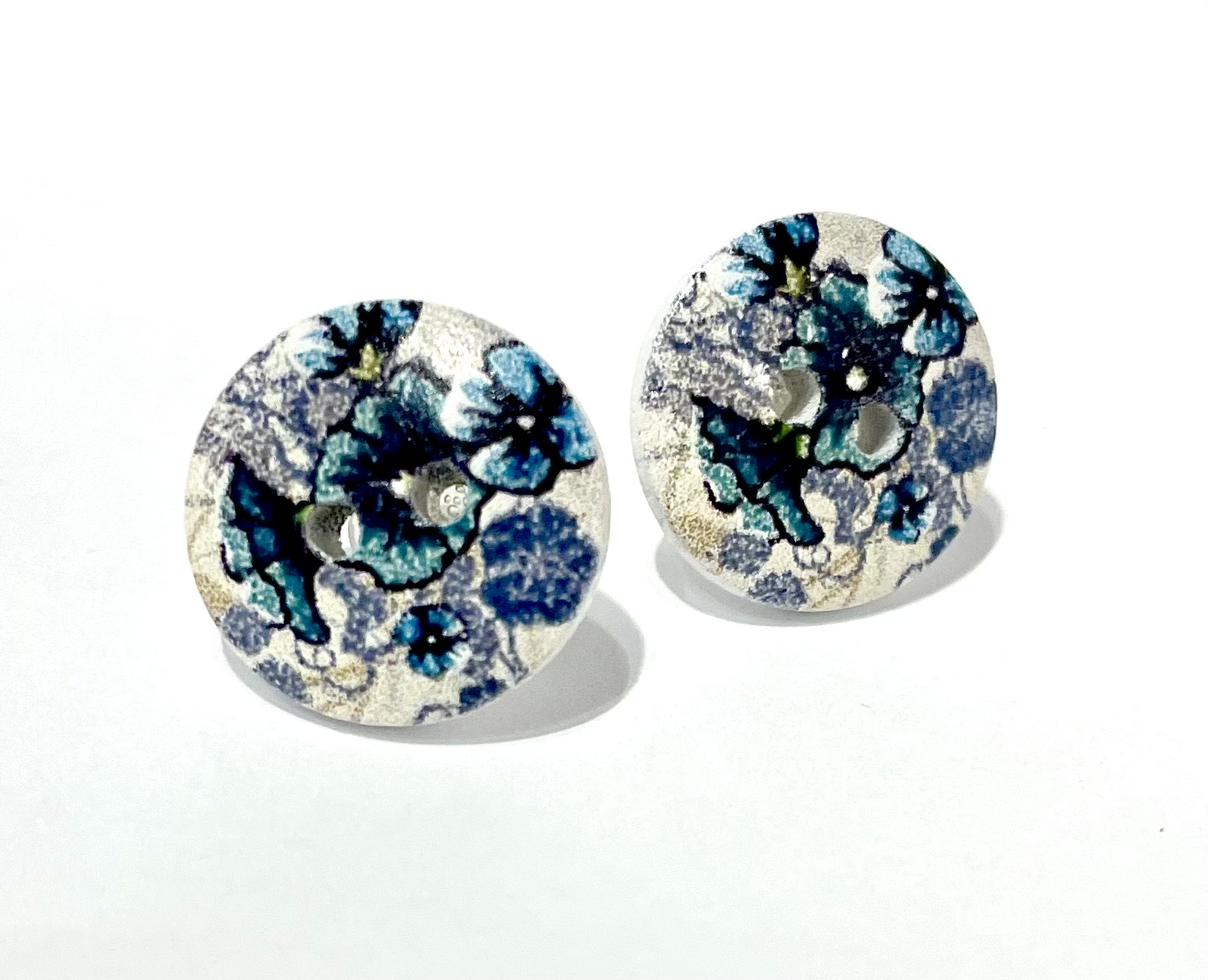 Prosperk Náušnice knoflíky s modrými květy