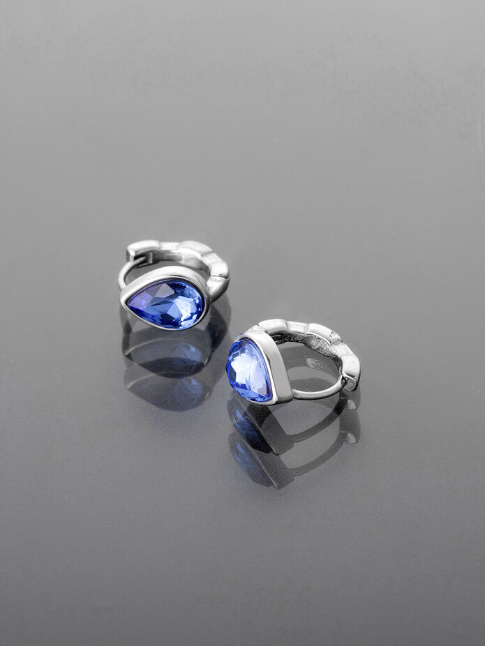 Prosperk Náušnice z oceli kapka modrý zirkon