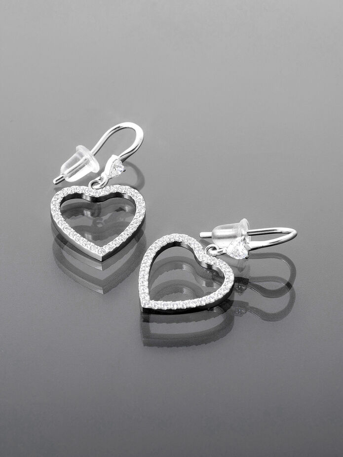 Prosperk Náušnice ocelová štrasová srdíčka