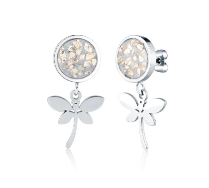 Stříbrné náušnice vážky - BetonBeads