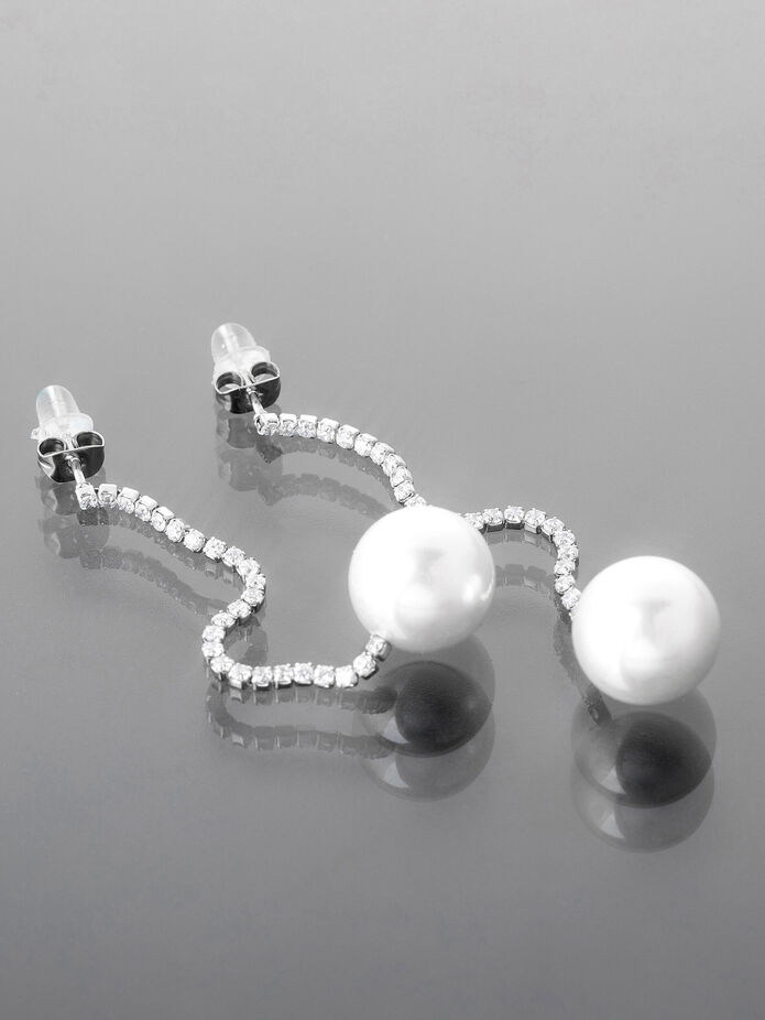Náušnice elegantní dlouhé s perličkou Barva: Stříbrná