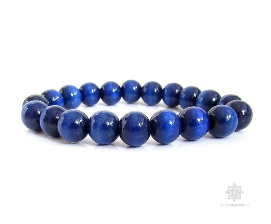 Kouzlo bižuterie Dřevěný náramek kuličkový 10mm modrý S0001