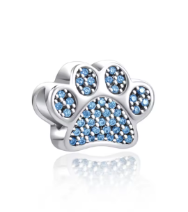 Prosperk Korálek na náramek tlapka s modrými zirkonky