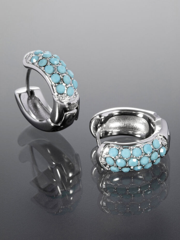 Prosperk Náušnice kruhy z chirurgické oceli s modrými krystalky stříbrná