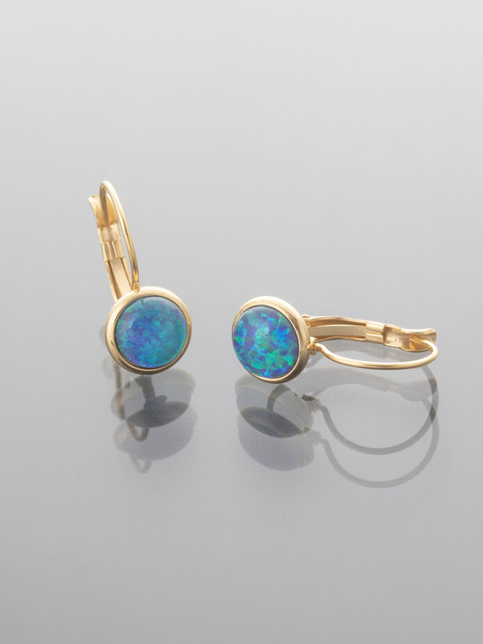 Prosperk Romantické náušnice z leštěné chirurgické oceli zlaté barvy s modrým kamínkem zlatá