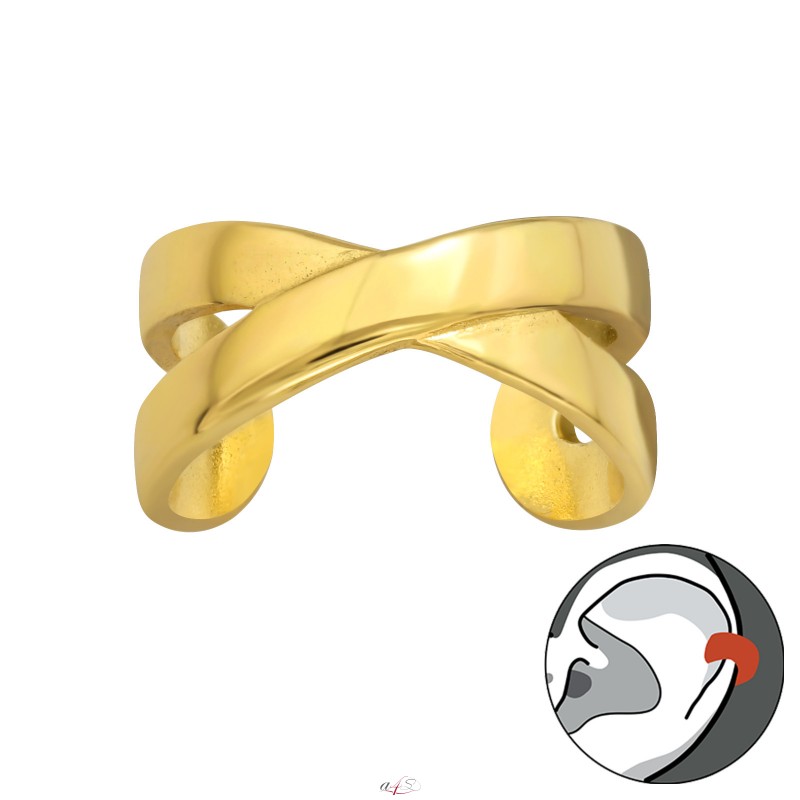 Prosperk Zlatá nasazovací náušnice na jedno ucho zkřížená