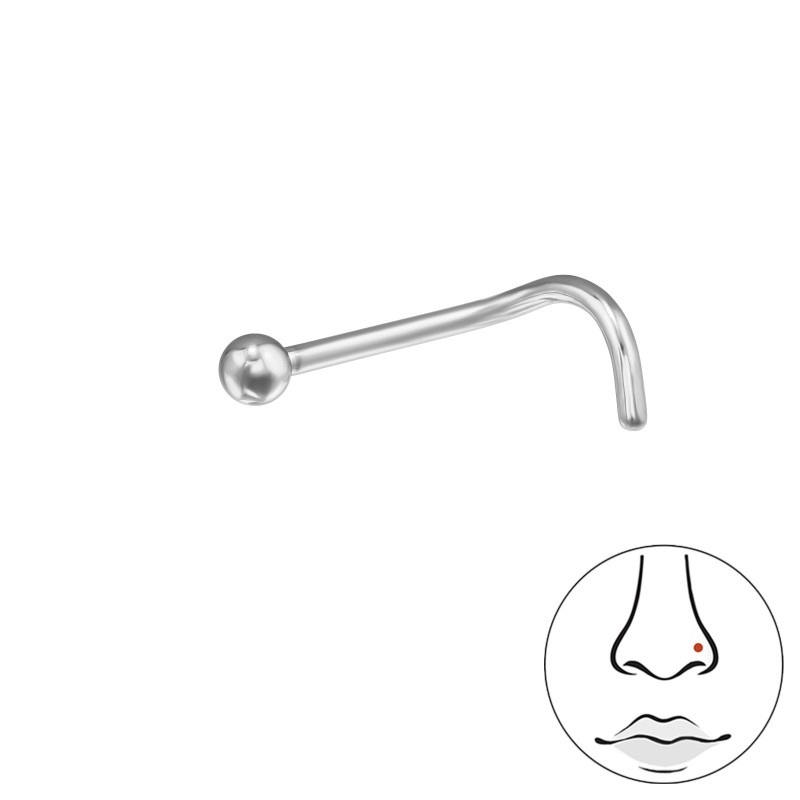 Prosperk Titanový piercing do nosu kulička zahnutý