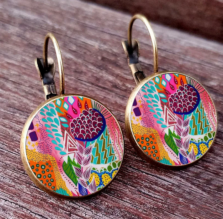 Prosperk Náušnice z pryskyřice květinové barevné