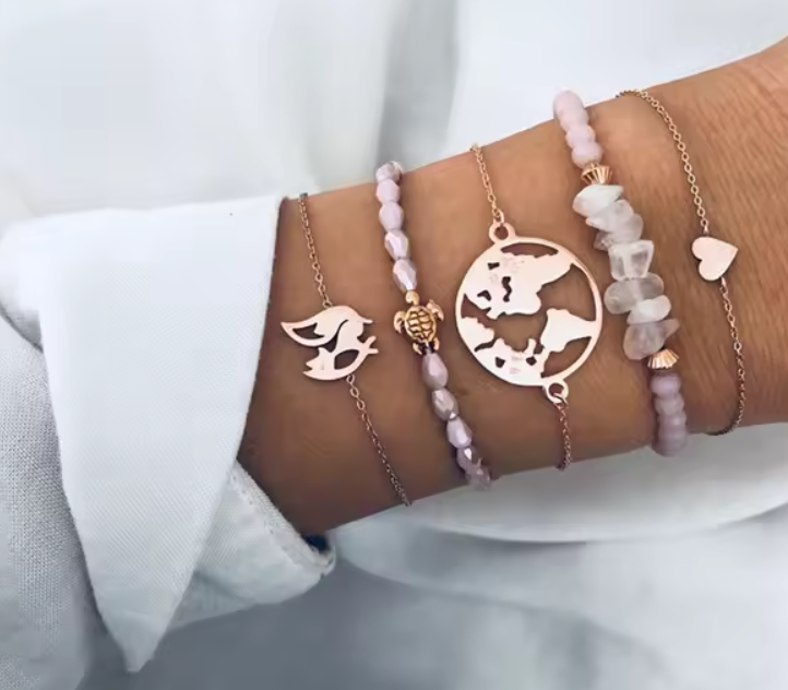 Prosperk Náramek růžový vícevrstvý