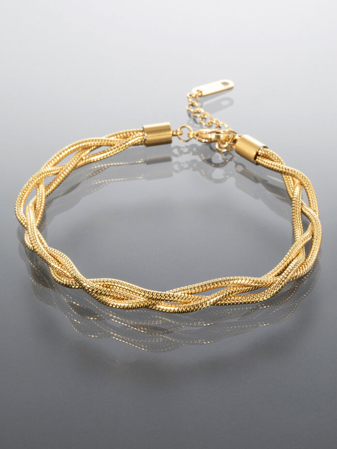 Prosperk Elegantní náramek z pletených řetízků z chirurgické oceli zlaté barvy zlatá