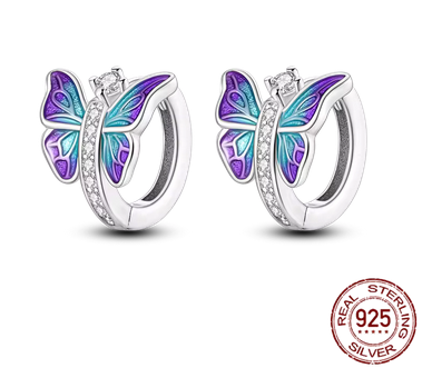 Prosperk Náušnice stříbrné kroužky s motýlky