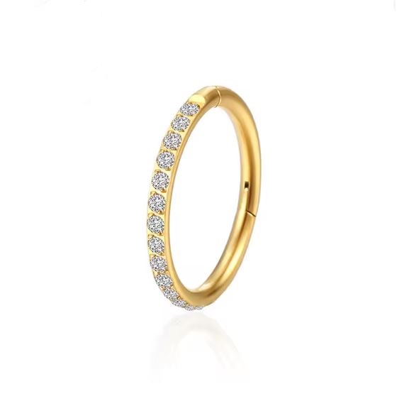 Prosperk Piercing náušnice do nosu zlatý kroužek s kamínky