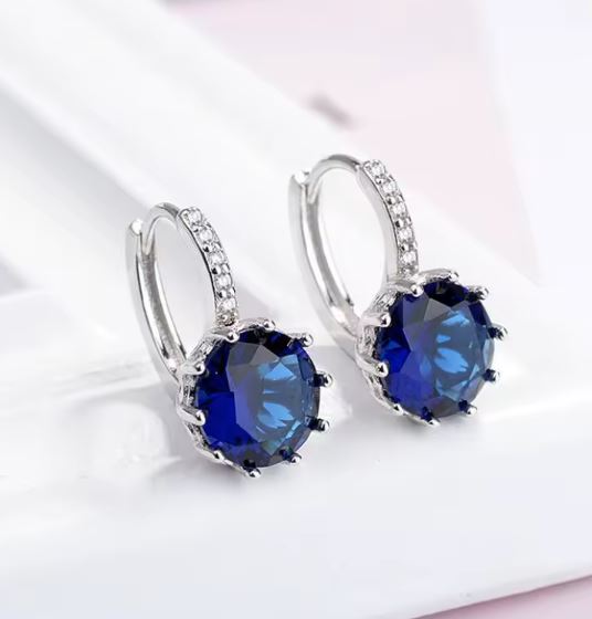 Prosperk Náušnice stříbrné štrasové s kulatým zirkonem Barva: Modrá