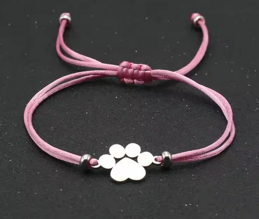 Prosperk Šňůrkový náramek růžový s tlapkou