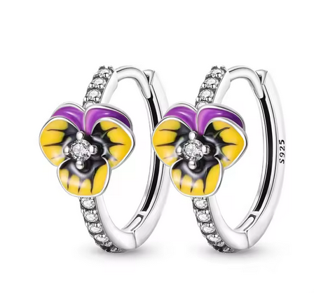 Prosperk Náušnice kroužky Macešky žluté