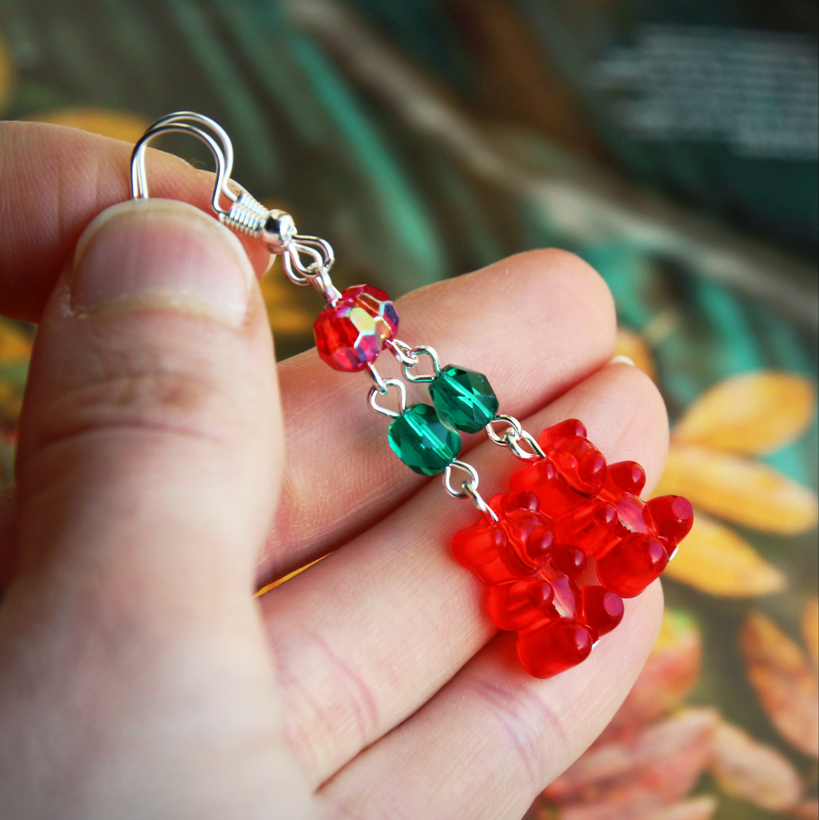 Náušnice medvídci červeno modrá