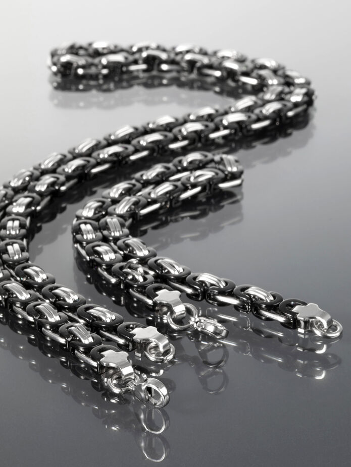 Prosperk Pánská souprava ocelová masivní černostříbrná S0796