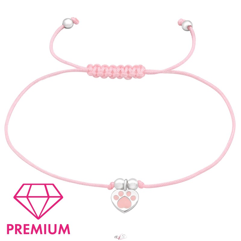 Prosperk Růžový šňůrkový náramek tlapka