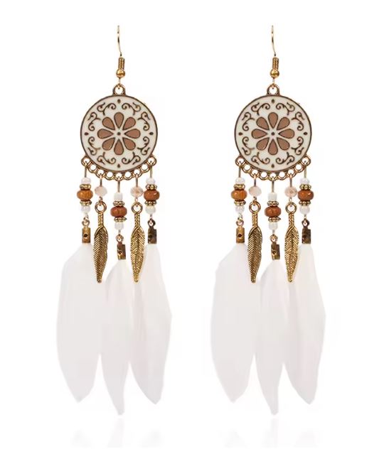 Prosperk Náušnice peříčka mandala Barva: Černá