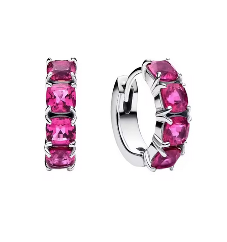 Prosperk Náušnice kroužky s růžovými kamínky