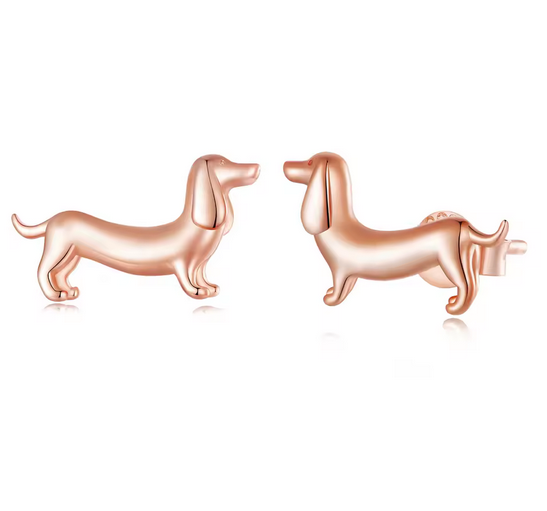 Prosperk Náušnice jezevčíci rose gold