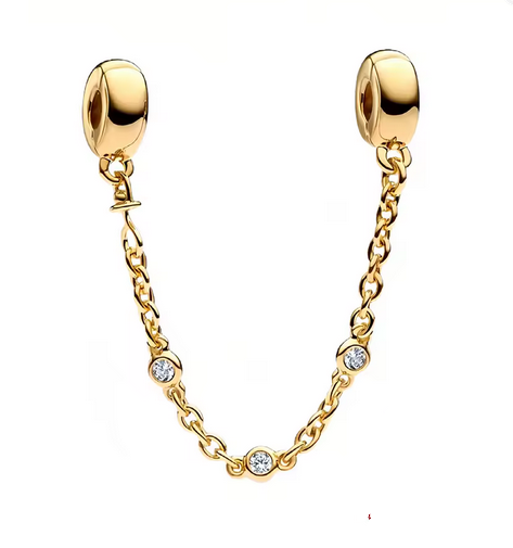 Prosperk Korálek na náramek zlatý s řetízkem a kamínky S1606