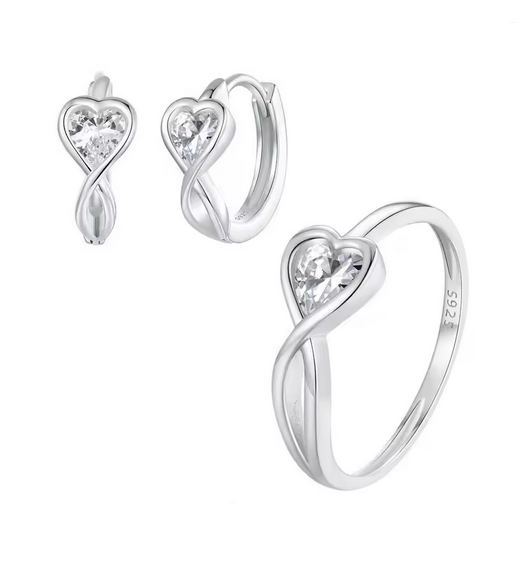 Prosperk Souprava prstýnek a náušnice hearts Velikost prstenů: 7 (EU: 54-56)